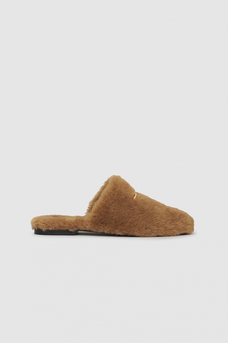 Mules Anine Bing Shearling Marron Femme | OPN-3855217